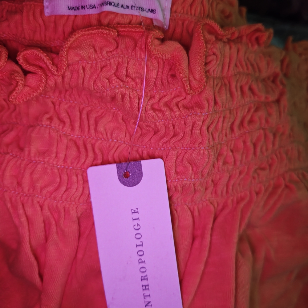 Anthropologie Orange Gathered Tube Top - Picture 2 of 2